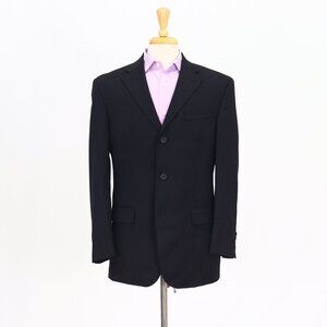 Oscar de la Renta 40R Black Blazer Sport Coat Jacket 3-Button Solid Y002